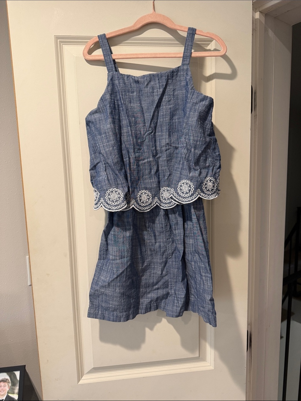 Nordstrom Blue Chambray Two-Piece Set with White Eyelet Trim